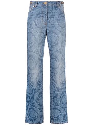 Versace Barocco-print straight-leg jeans - Blue