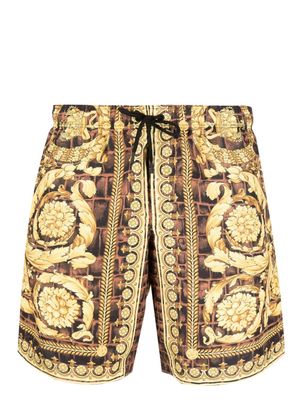 Versace Barocco-print swim shorts - Brown