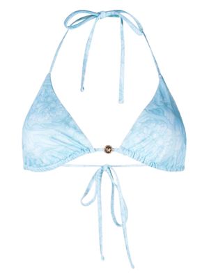 Versace Barocco-print triangle bikini top - Blue