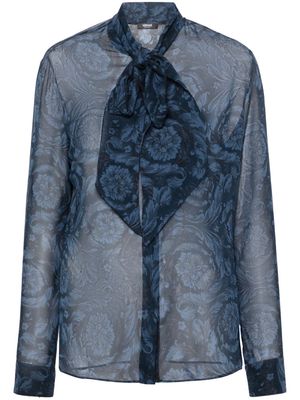 Versace Barocco scarf-tie shirt - Blue