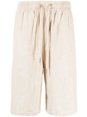 Versace Barocco Silhouette-jacquard drawstring shorts - Neutrals