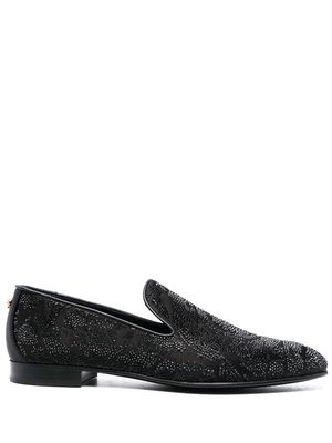 Versace Barocco Silhouette rhinestone-embellished loafers - Black