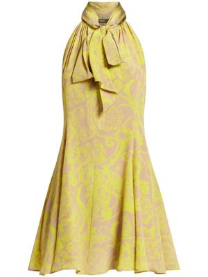 Versace Barocco silk minidress - Yellow