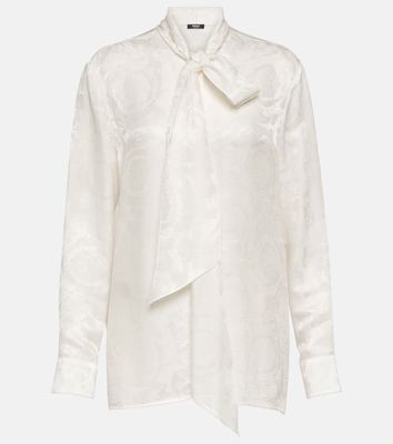 Versace Barocco silk-trimmed jacquard blouse