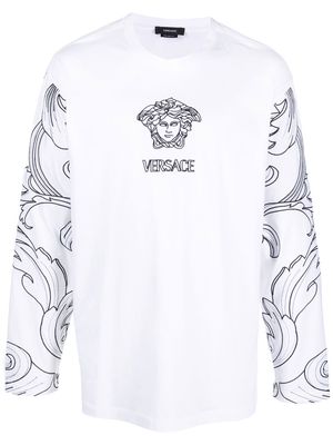 Versace Barocco-sleeve medusa-print T-shirt - White