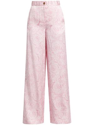 Versace Barocco wide-leg satin trousers - Pink