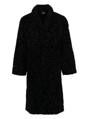 Versace baroque-jacquard cotton blend robe - Black