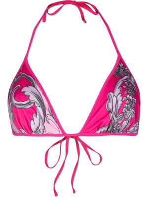 Versace baroque pattern-print bikini top - Pink