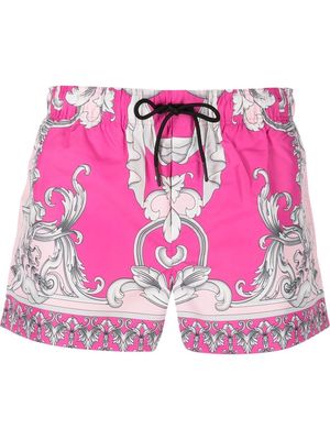 Versace baroque pattern-print swim shorts - Pink
