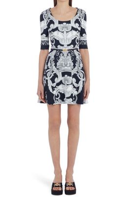 Versace Baroque Print Cady A-Line Dress in Black
