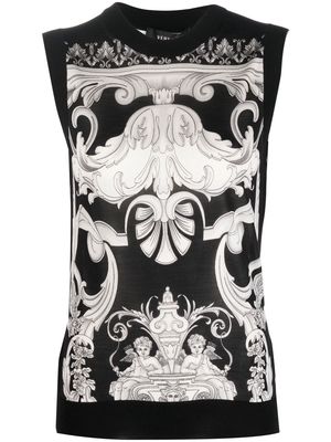 Versace Baroque-print knitted tank top - Black