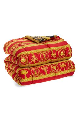 Versace Baroque Print Reversible Comforter in Red Multi