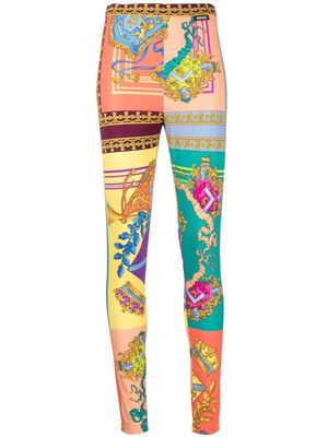 Versace baroque-print silk leggings - Multicolour