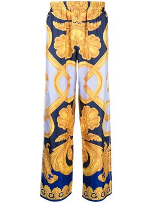 Versace baroque-print silk trousers - Gold