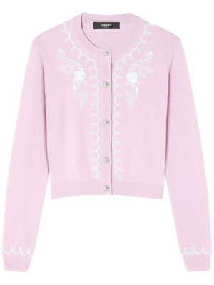 Versace bead-embellished knit cardigan - Pink