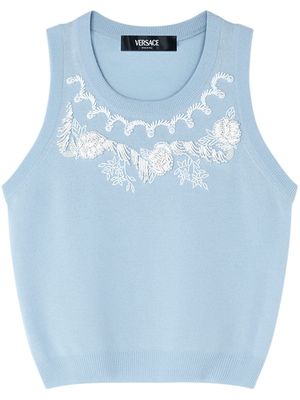 Versace bead-embellished knitted top - Blue