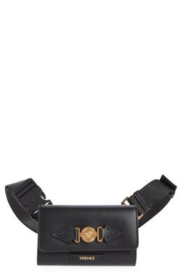 Versace Biggie Medusa Coin Leather Belt Bag in Black/Gold