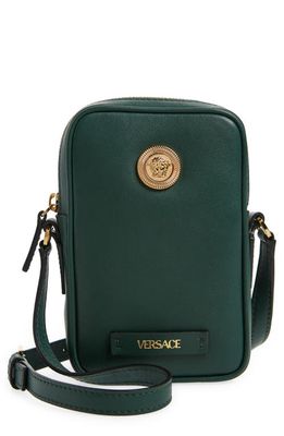 Versace Biggie Medusa Coin Phone Crossbody Bag in Dark Forest Green Versace Gold