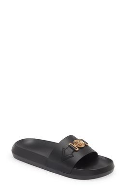 Versace Biggie Medusa Slide Sandal in Black Gold