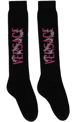 Versace Black & Pink Logo Socks
