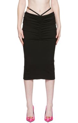 Versace Black Georgette Midi Skirt