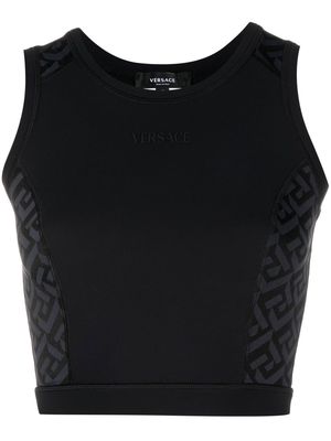 Versace Black Greca Print Vest Top
