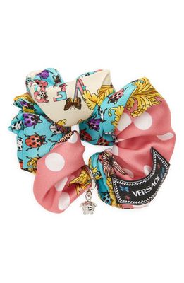 Versace Butterfly Print Scrunchie in Pink/Light Blue/Ivory