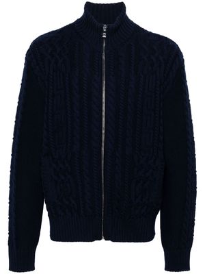 Versace cable-knit virgin wool cardigan - Blue