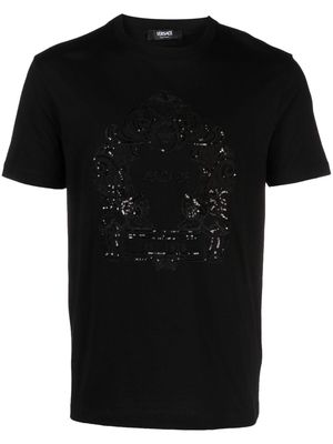Versace Cartouche-embellished cotton T-shirt - Black