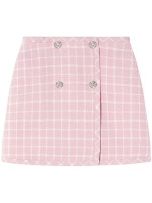 Versace check-pattern virgin wool-blend skirt - Pink