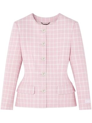 Versace check-print flared jacket - Pink