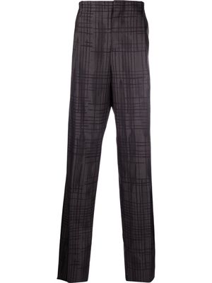 Versace check-print wool-blend trousers - Black