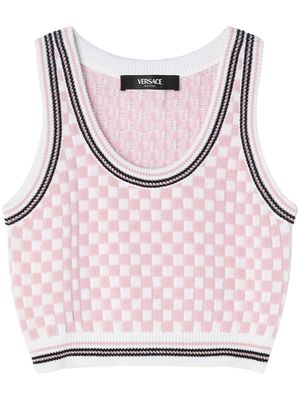Versace checked jacquard crop top - Pink
