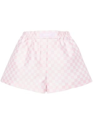 Versace checked logo-appliqué shorts - Pink