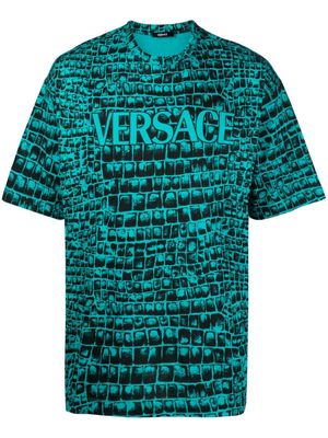 Versace Coccodrillo-print cotton T-shirt - Green