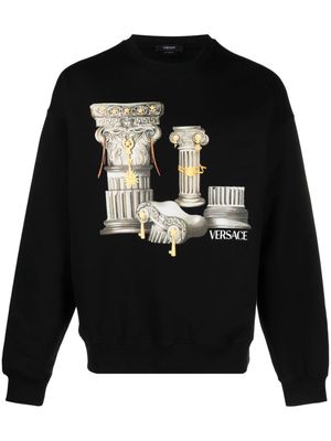 Versace Columns-print cotton sweatshirt - Black