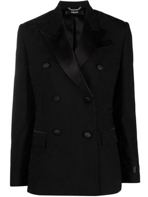 Versace contrast-lapel virgin-wool blazer - Black