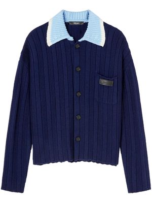 Versace contrasting collar knitted shirt - Blue
