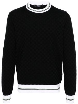 Versace Contrasto checkerboard-knit jumper - Black