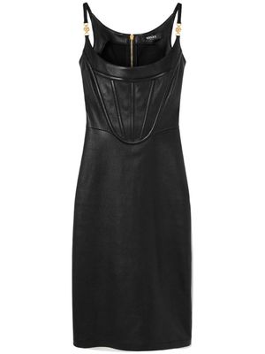 Versace corset-style leather midi dress - Black