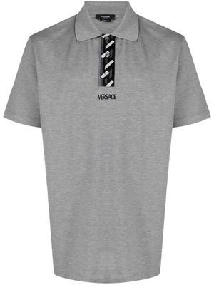 Versace cotton logo-embroidered polo shirt - Grey
