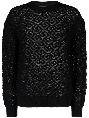 Versace crew-neck open-knit sweater - Black