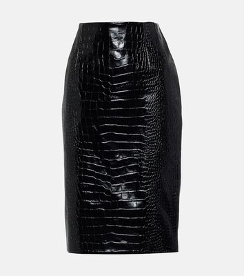 Versace Croc-effect leather pencil skirt