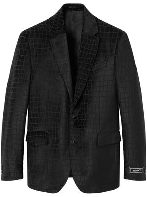 Versace crocodile-effect single-breasted blazer - Black