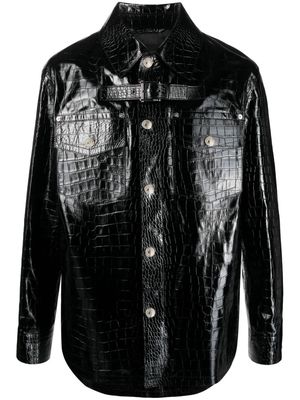 Versace crocodile-embossed leather jacket - Black