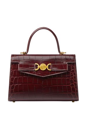 Versace crocodile-embossed leather tote bag - Brown