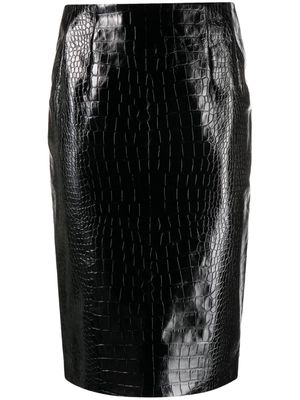 Versace crocodile-embossed midi skirt - Black
