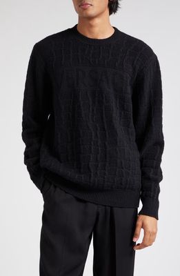 Versace Crocodile Jacquard Wool Crewneck Sweater in Black