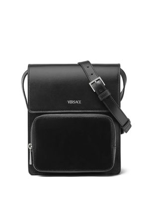 Versace crossbody leather messenger bag - Black