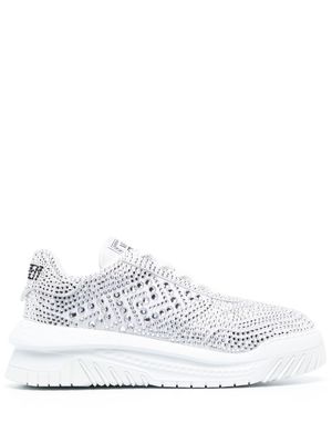 Versace crystal-embellished lace-up sneakers - White